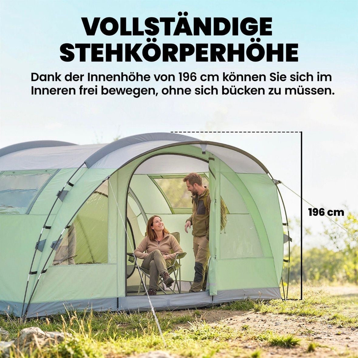 Tunnelzelt 4 Personen Familienzelt mit 2
Schlafkabine Vorzelt Zelt