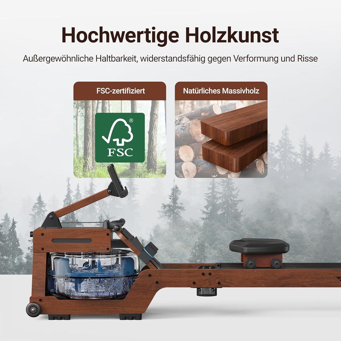Wasser Rudergerät Massivholz Rudermaschine Fitness Home Gym Training