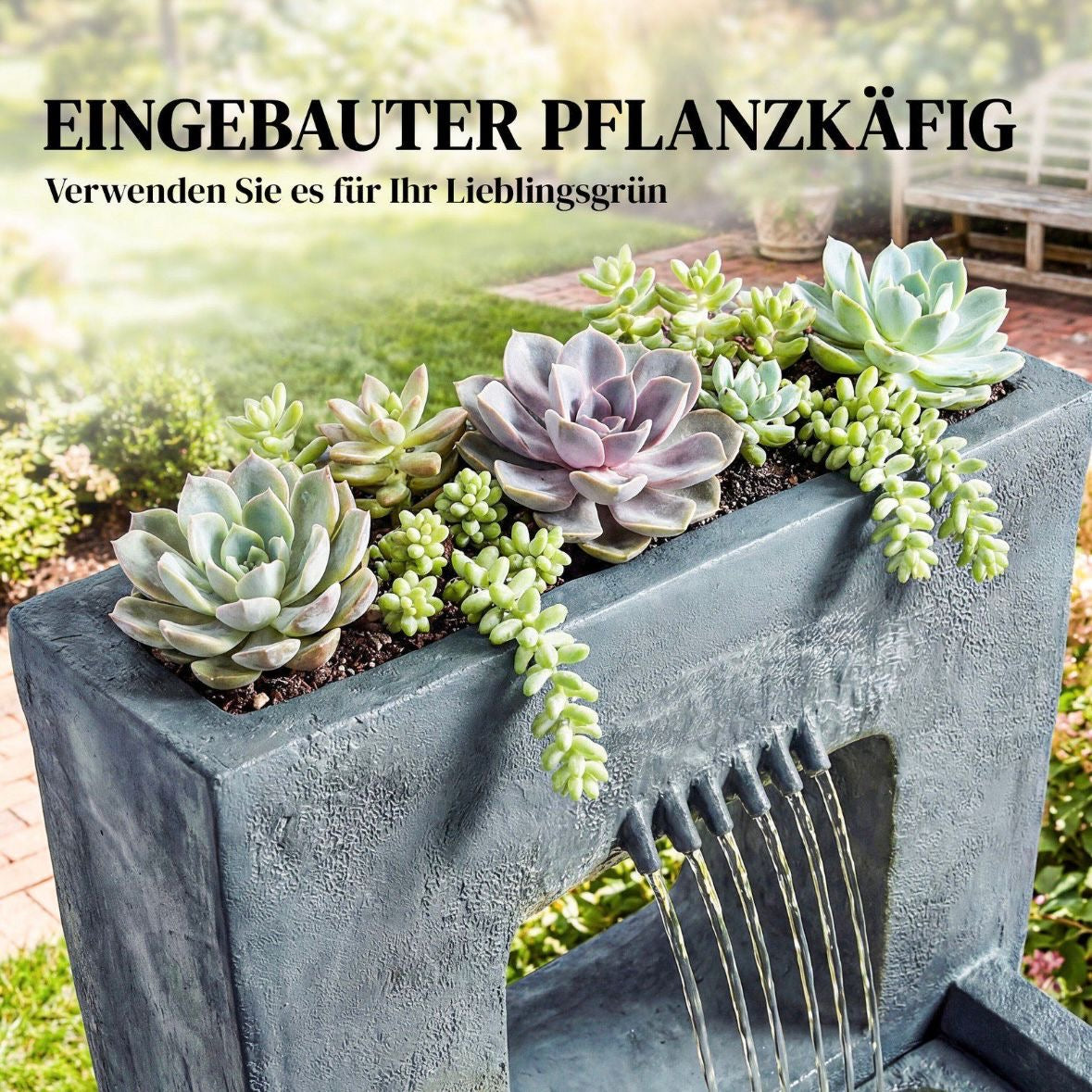 Springbrunnen 2 stufig Gartenbrunnen Brunnen
LED Beleuchtung Pflanz