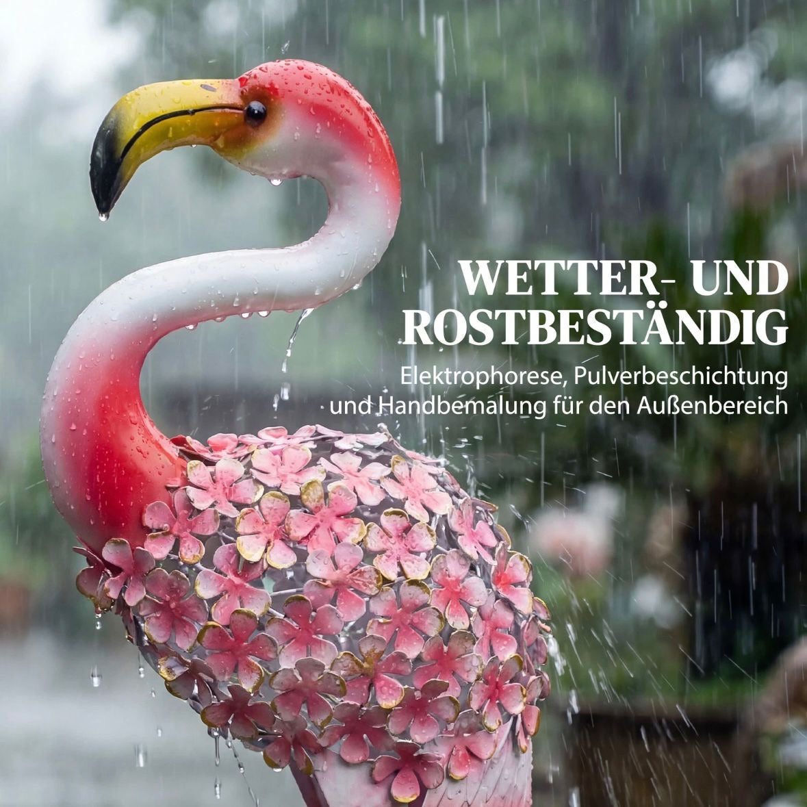2x Flamingo Gartenstatuen Set Garten Metallvögel Dekoration
