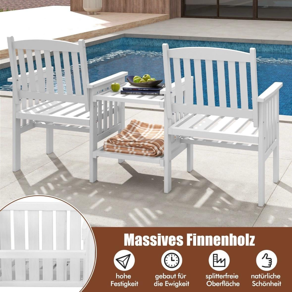 Gartenbankset Gartentisch Terrassenbank Balkonbank Set