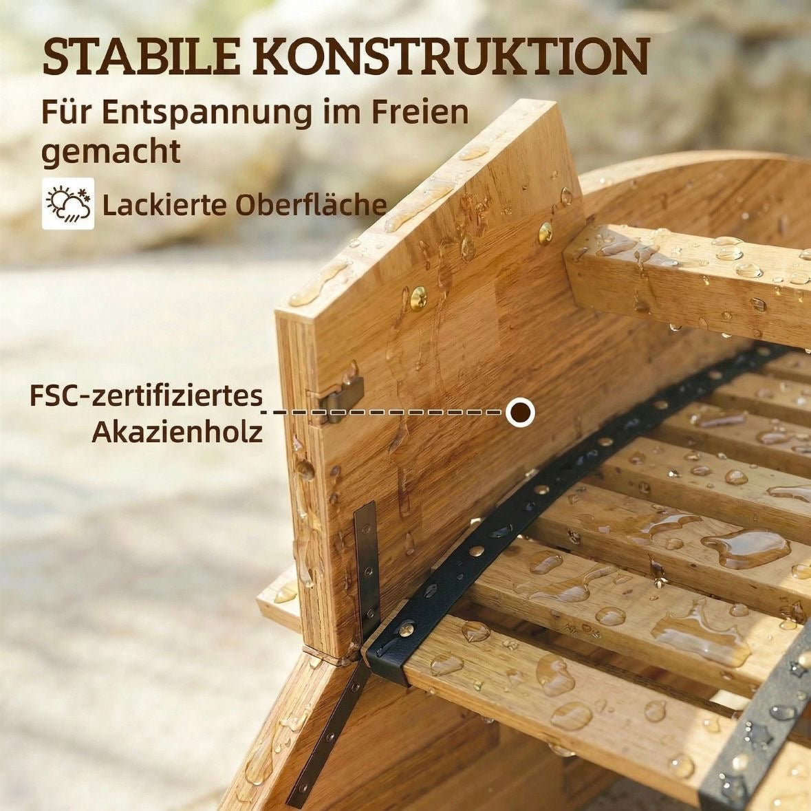 Sonnenliege Akazienholz Klappbar Ergonomisch Gartenliege Liege