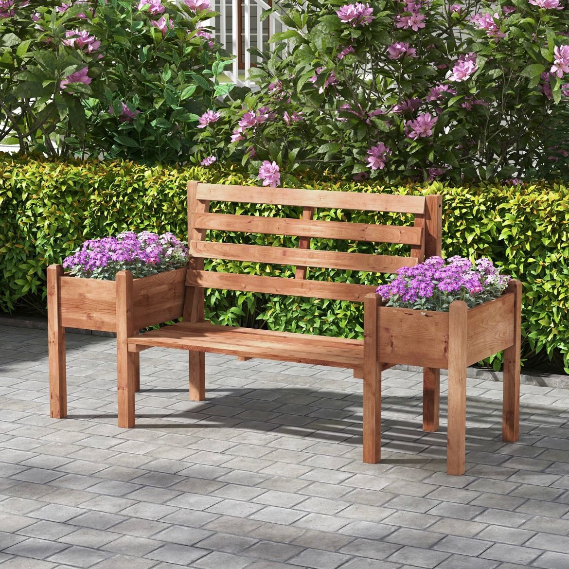 Gartenbank Sitzbank Holzbank Balkonbank Blumenkasten Gartendeko