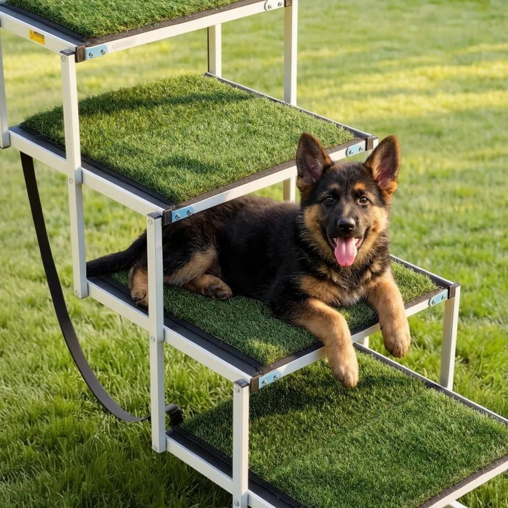 Hundetreppe Auto Einstiegshilfe Hundeleiter 4 Stufen Kunstrasen 90 kg