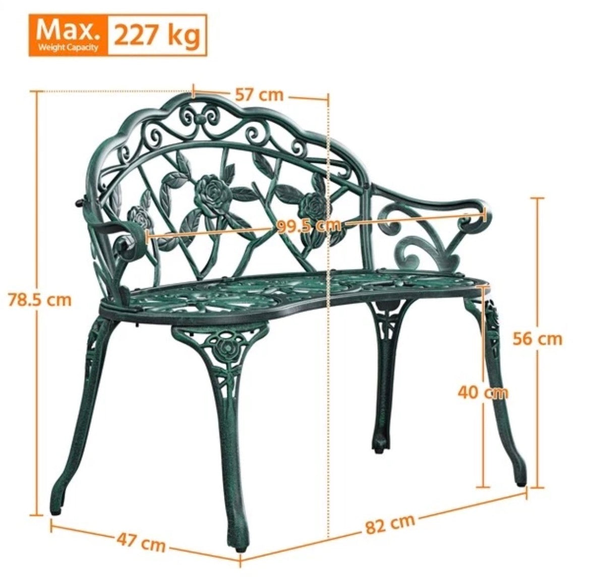 2-Sitzer Metallbank Gartenbank Sitzbank Terrassenmöbel Gartenmöbel