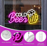 Cold Beer LED Neon Schild Leuchtschild Bar Kneipe Partykeller Deko