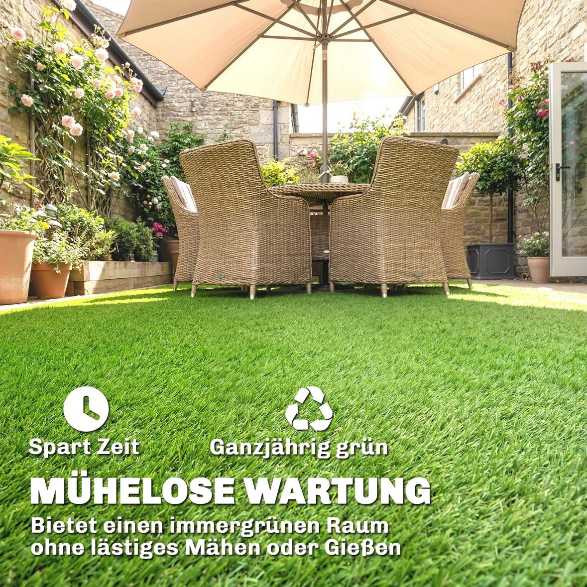 Kunstrasen 100x400cm Outdoor Teppich 10mm Rasen Bodenbelag