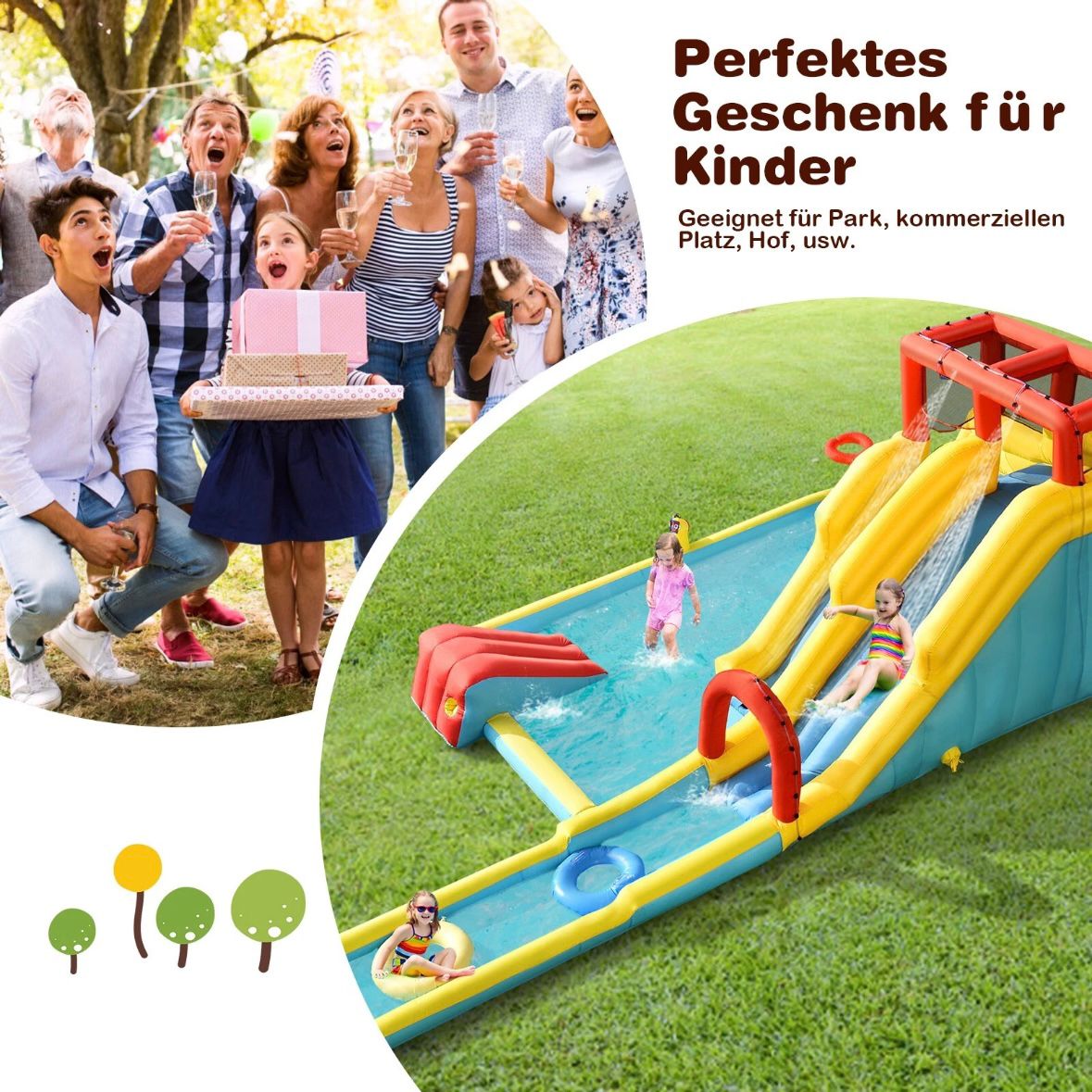 Aufblasbare Hüpfburg Doppelrutschen Wasserpark Springburg