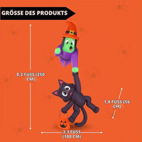 Halloween Aufblasbare Dachdekoration Hexe Katze XXL 244cm Gebläse