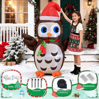 122cm Aufblasbare LED Eule Weihnachtsmütze Weihnachtsdeko