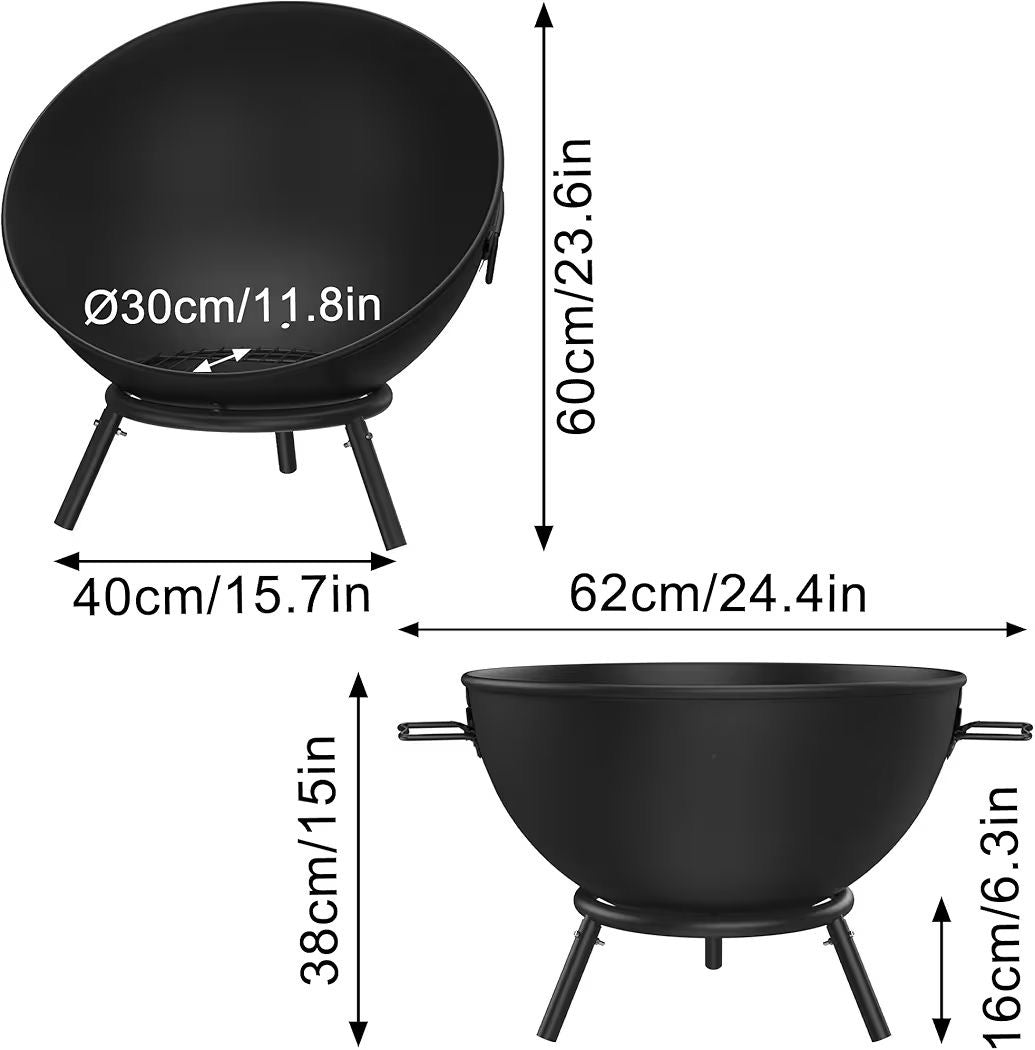 Feuerstelle 58cm Feuerschale Lagerfeuer Grill Feuer Gartengrill