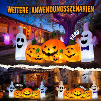 Aufblasbare Halloween Dekoration LED Kürbis Geister 229cm Außendeko Garten