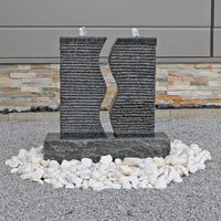 Granit Springbrunnen Wasserspiel LED Beleuchtung Gartenbrunnen
