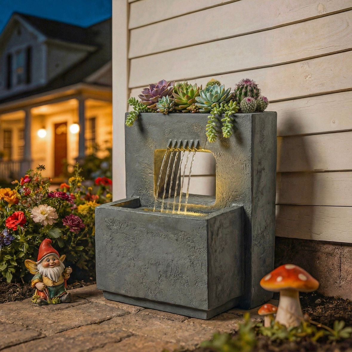 Springbrunnen 2 stufig Gartenbrunnen Brunnen
LED Beleuchtung Pflanz