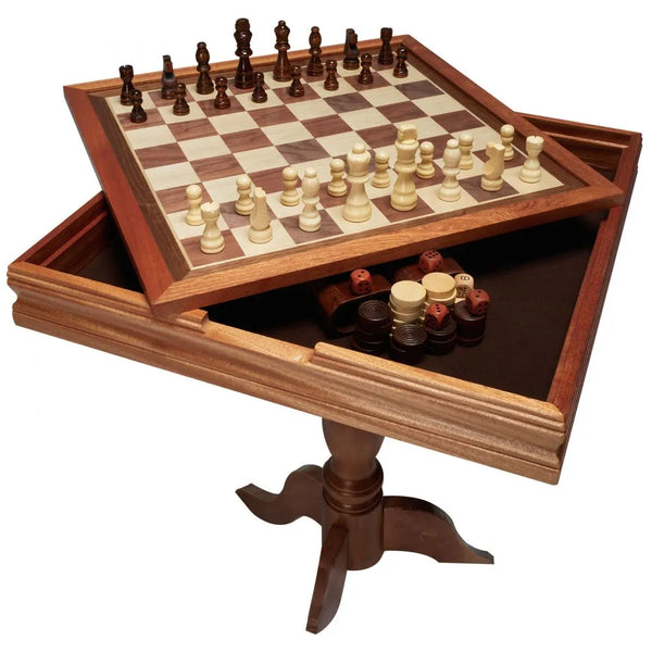 Schachspiel Holz 65x65x67cm Schachbrettspiel Schachfiguren Spielbrett Tisch