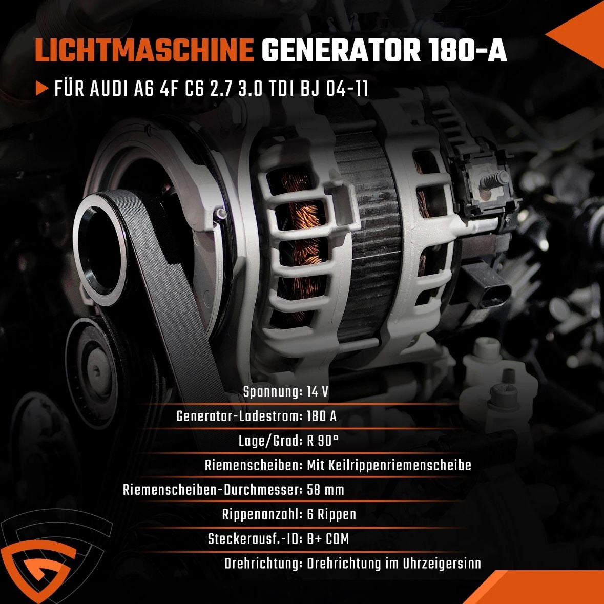 Lichtmaschine Generator 180-A Für Audi A6 4F C6 2.7 3.0 TDI BJ 04-11