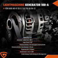Lichtmaschine Generator 180-A Für Audi A6 4F C6 2.7 3.0 TDI BJ 04-11