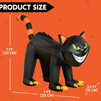 Aufblasbare LED Halloween Katze Beweglicher Kopf Deko 213cm