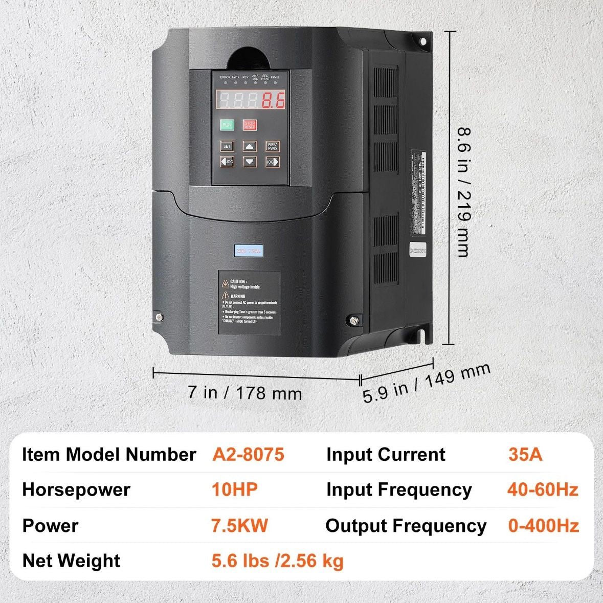 Frequenzumrichter VFD 7,5kW 220V 3-Phasen Umrichter