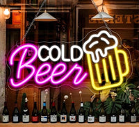 Cold Beer LED Neon Schild Leuchtschild Bar Kneipe Partykeller Deko