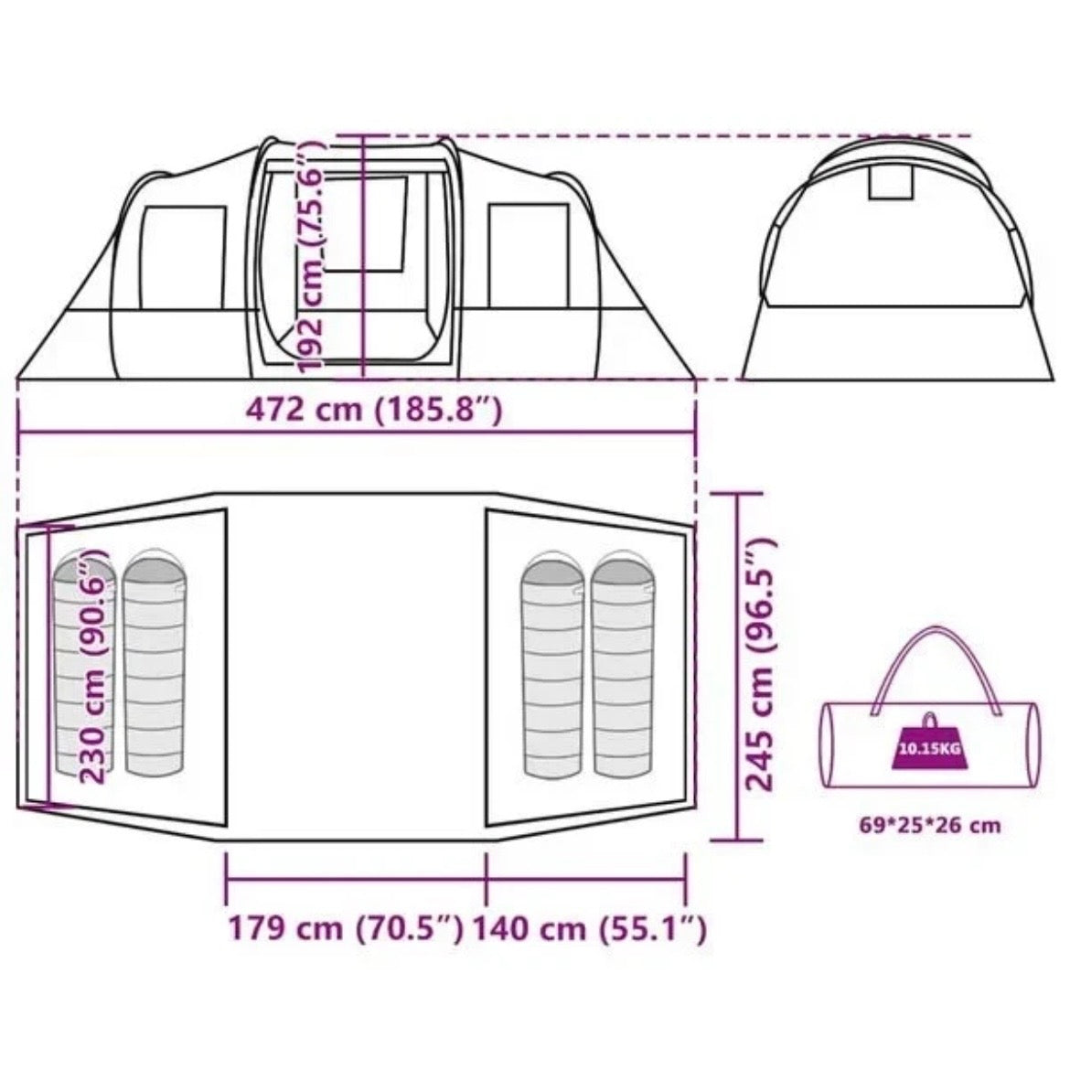 Campingzelt Zelt Tunnelzelt Familienzelt bis 4 Personen