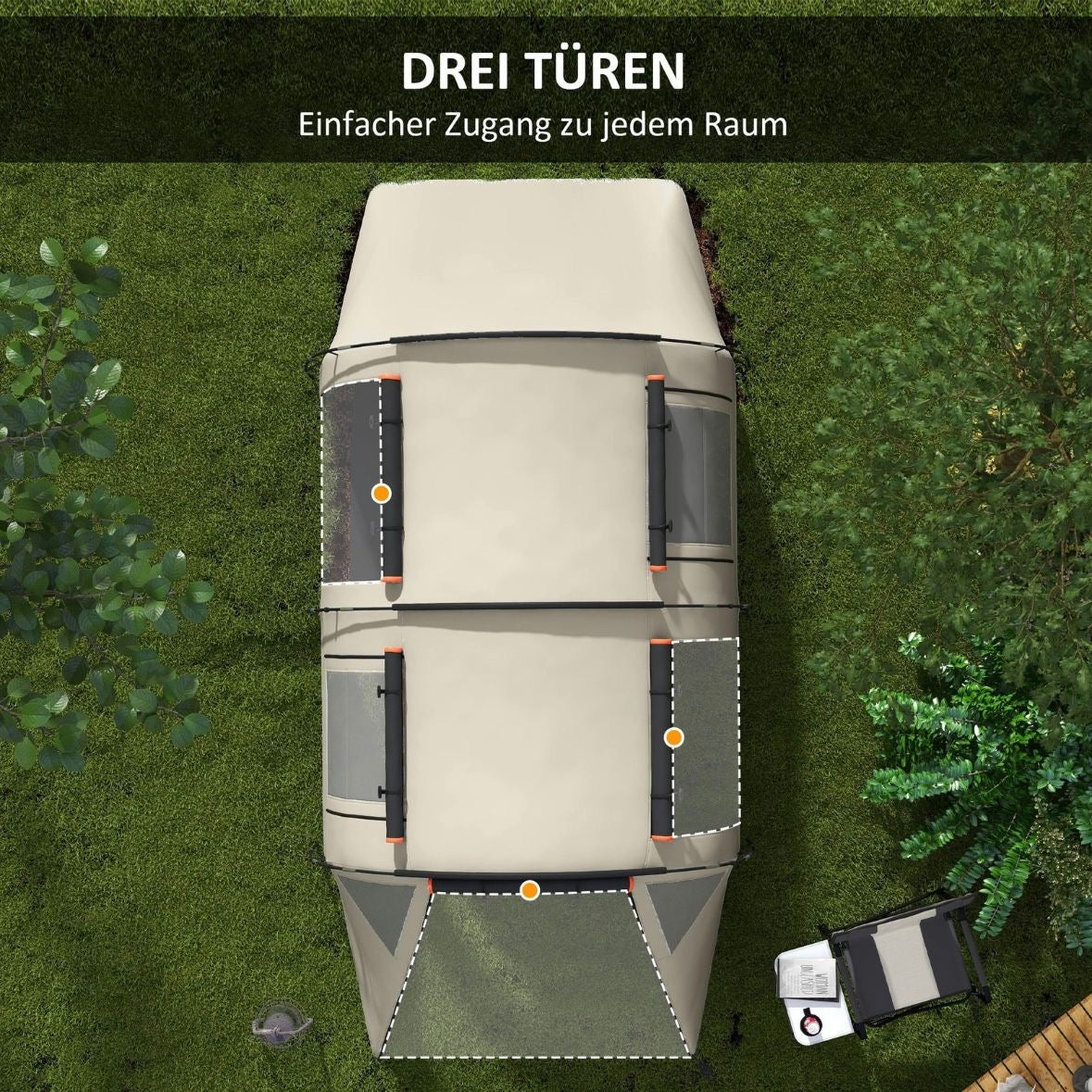 Tunnelzelt Campingzelt für 5 Personen Garten Zelt Campen Outdoor