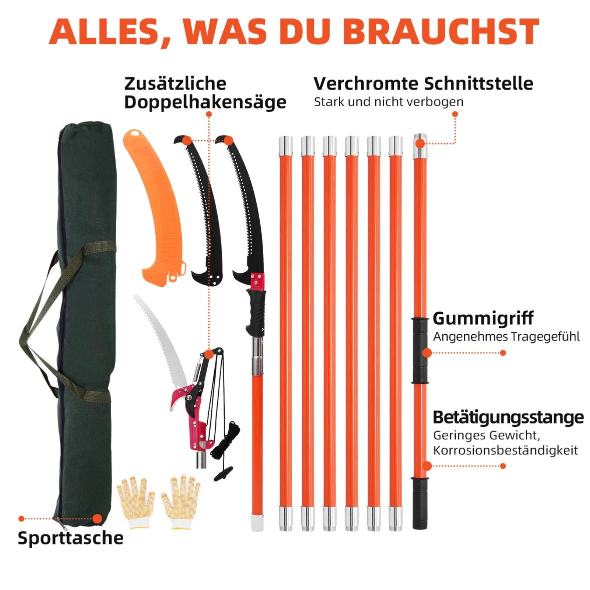 Teleskop Astsäge Baumsäge Teleskopstange Gartensäge