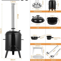 Gulaschkanone Gulaschkessel Eintopfofen 21L Deckel Grillfunktion