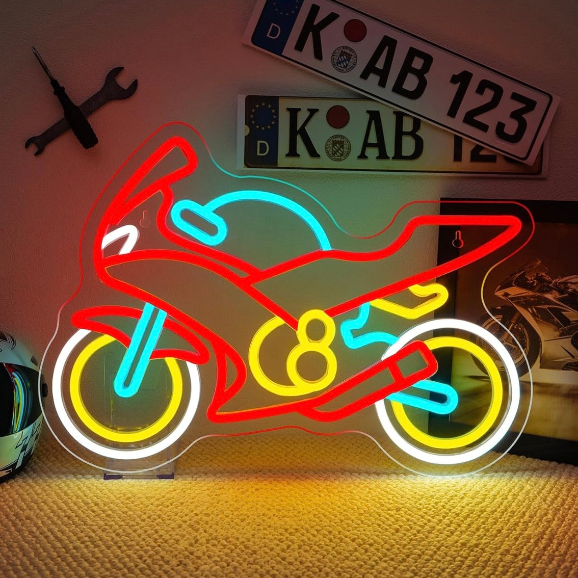 Motorrad Werkstatt Neon Schild LED Neon Wanddekoration Dekoration Wand