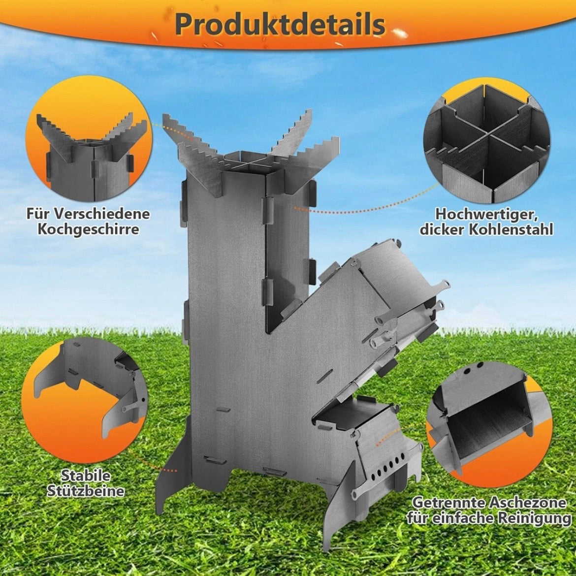 Raketenofen Stahlofen Heizkörper Heizen Kamin Outdoor