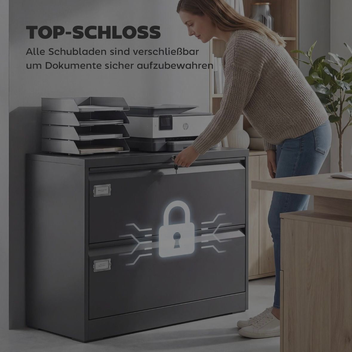 Rollcontainer 2 Schubladen Aktenschrank Schrank Büroschrank