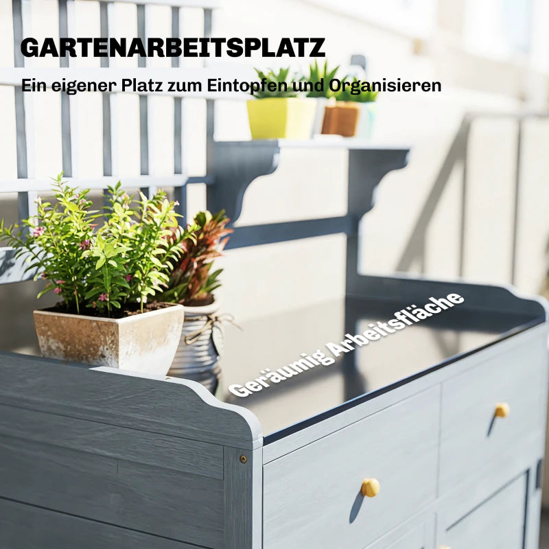 Pflanztisch Unterschrank Gartenschrank Arbeitsplatte 2 Schubladen
