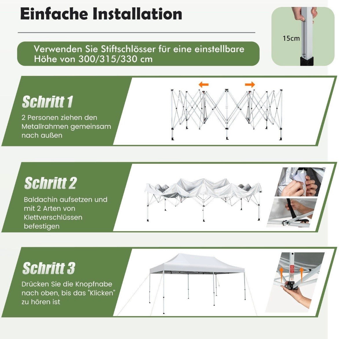 3х6m Faltpavillon Wasserdicht Outdoor Pavillon Garten