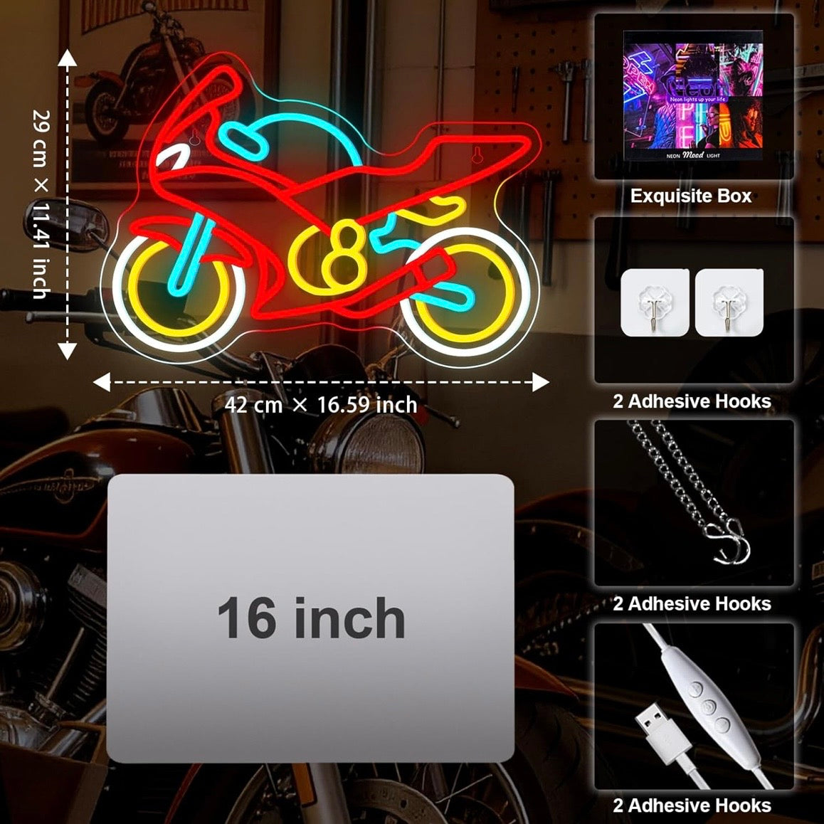 Motorrad Werkstatt Neon Schild LED Neon Wanddekoration Dekoration Wand