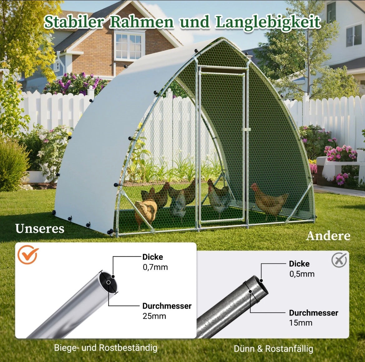 Kleintierstall 252×192×204cm Freilaufgehege Kleintiergehege Hühnerkäfig