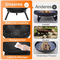 Feuerstelle 58cm Feuerschale Lagerfeuer Grill Feuer Gartengrill