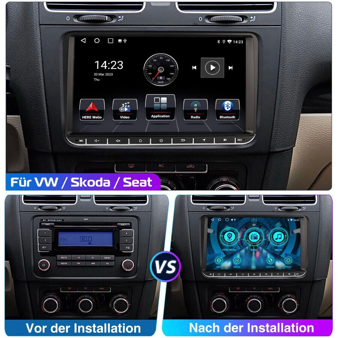 Android 14 Carplay Autoradio GPS NAVI RDS Für VW GOLF 5 6 Touran EOS