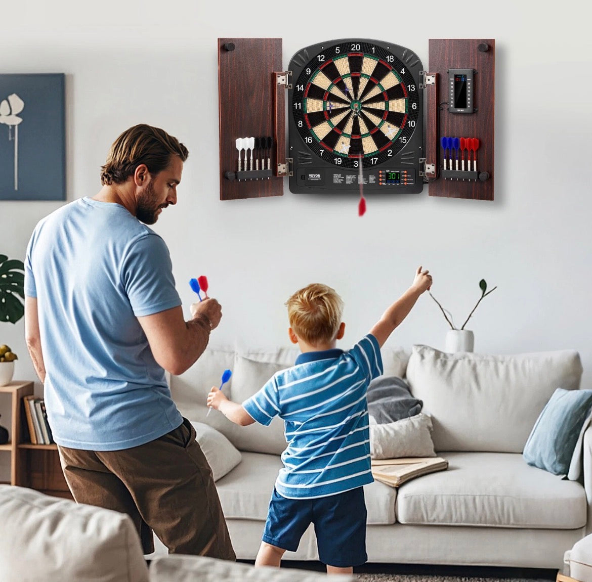 Dartschrankset Dartscheibe Zubehör Elektronisch Party