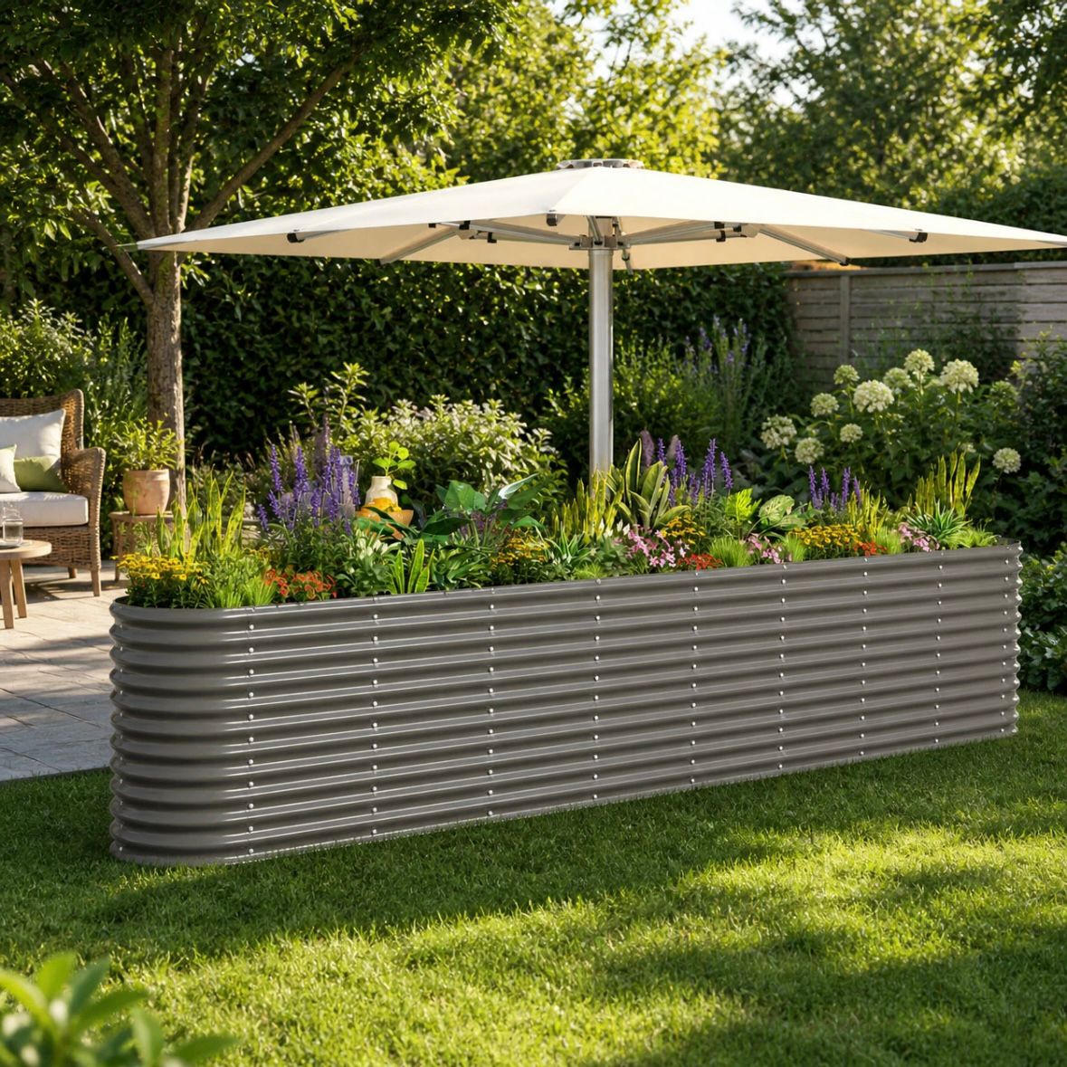 Garten Hochbeet Pflanzenbeet Stahl Garten Beet 332x68cm
