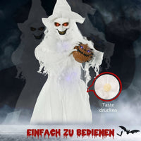 Halloween Hexe Figur Kürbiskopf Außendekoration Gartendeko 189cm