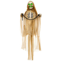 Halloween Dekoration Skelett Hängend Leuchtender Kopf Soundeffekt 90cm