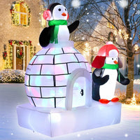 2,1m Aufblasbare Weihnachtsdekoration Pinguine Iglu LED Beleuchtung