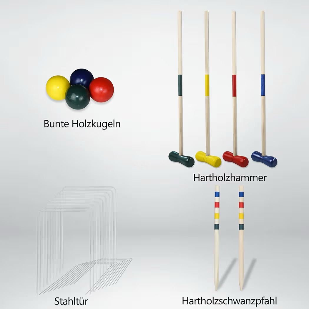 Krocket Spiel Set für 4 Personen Outdoor Gartenspiel Garten