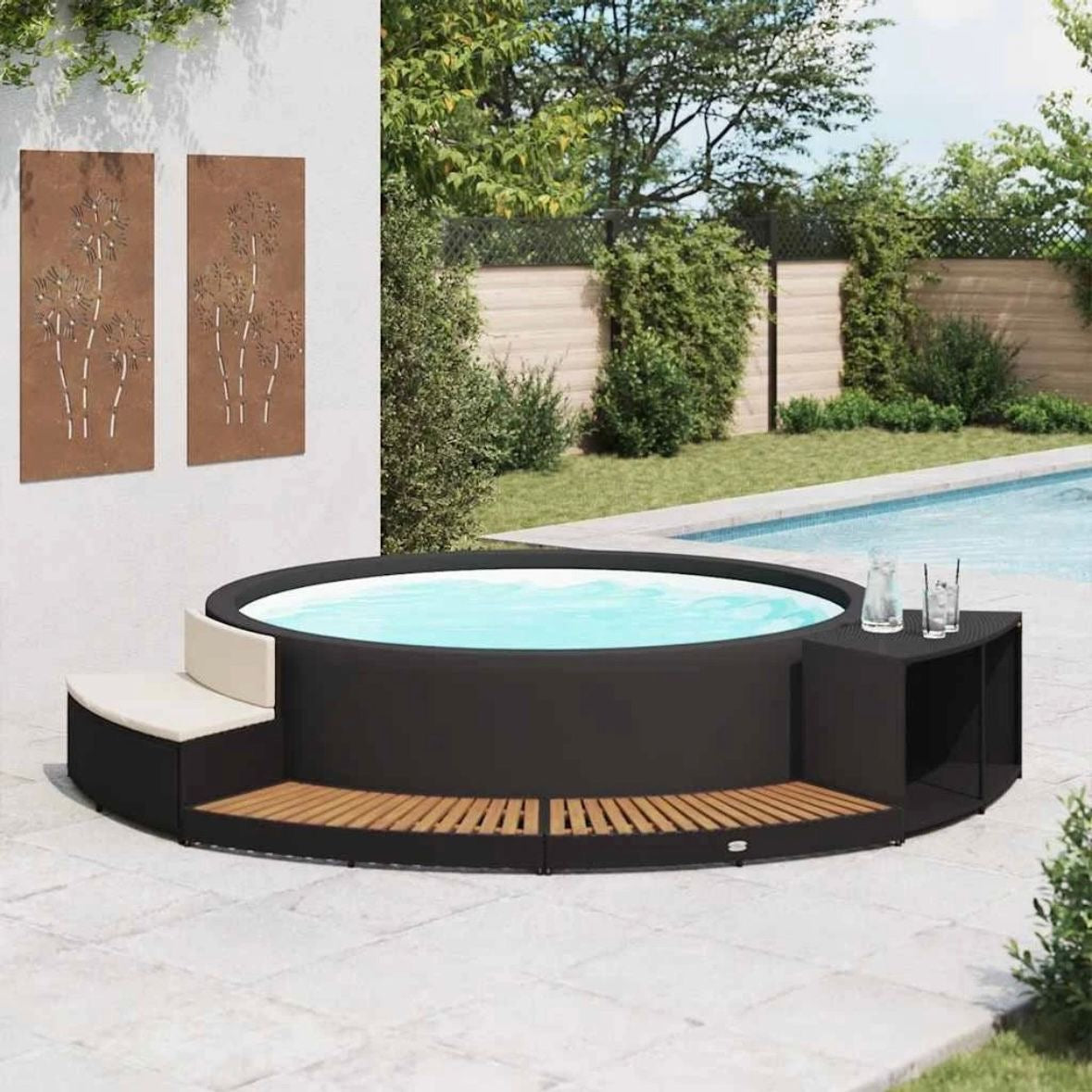 Akazie Whirlpool Umrandung Rattan Poolumrandung Poolverkleidung
