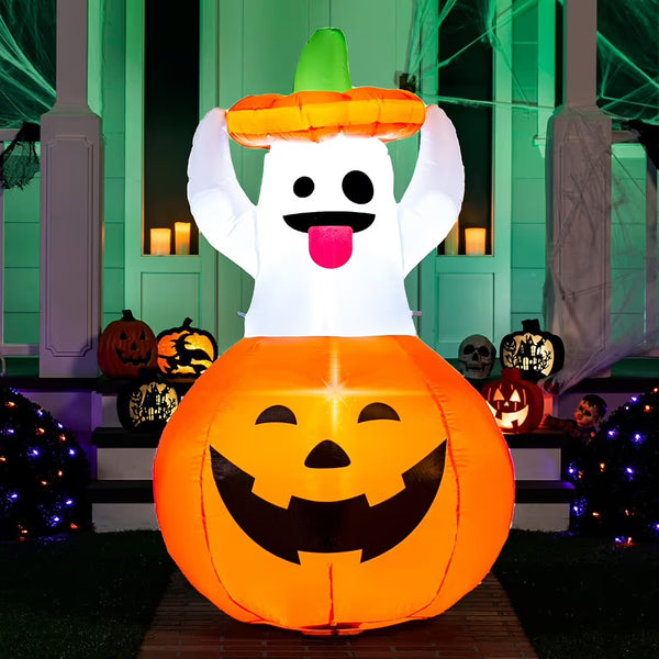 Halloween Aufblasbar Geist-Kürbis LED Dekoration Gartendeko