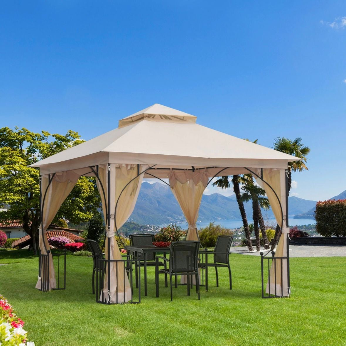 Pavillon Gartenpavillon Partyzelt Festzelt Gartenzelt Doppeldach 3x3m