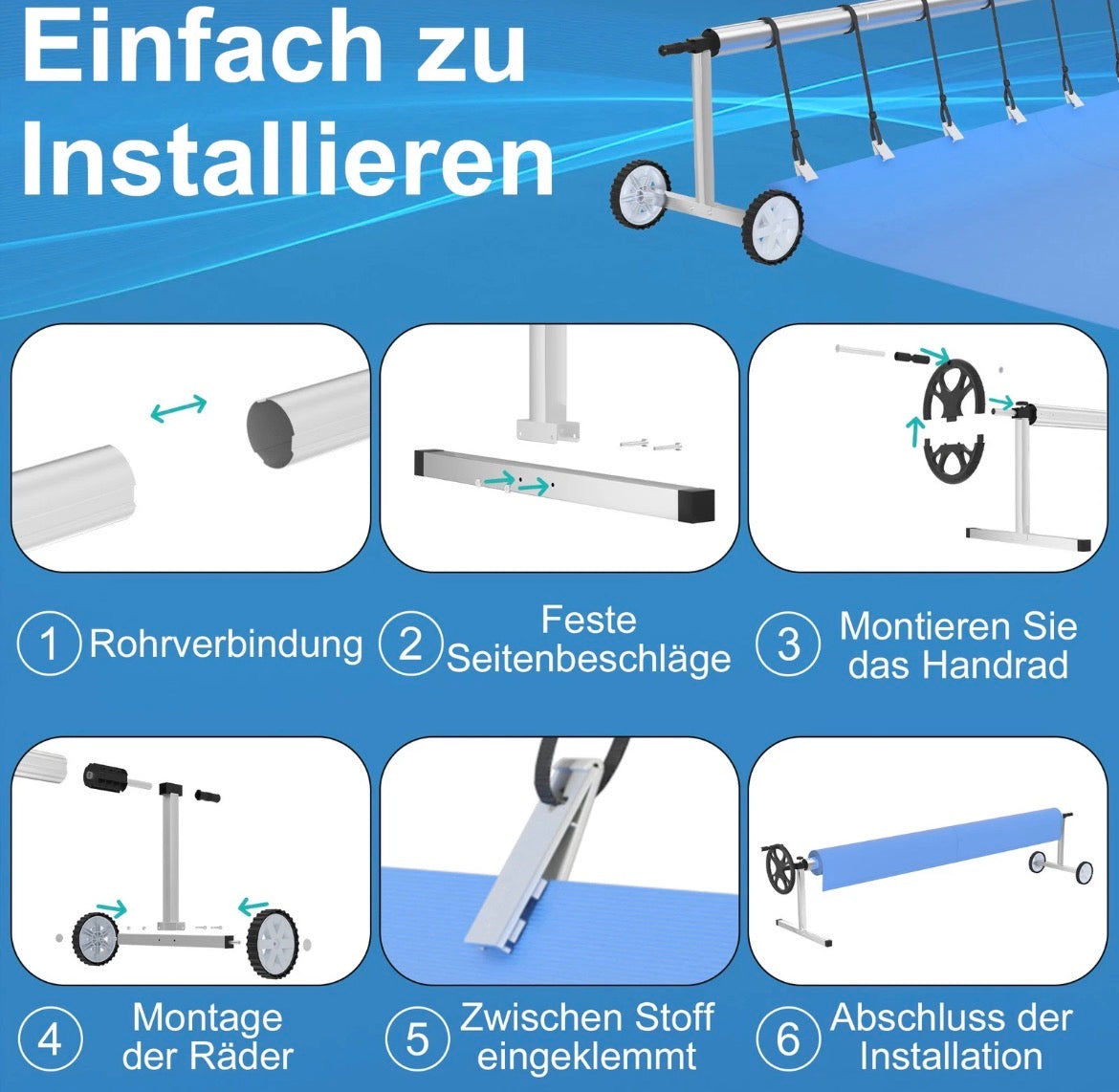 Mobile Pool Aufroller Aufrollsystem Aufrollvorrichtung Solarfolie