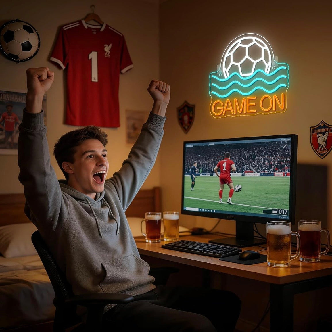 Fußball Neon Schild Wanddeko LED Schild Schlafzimmer
