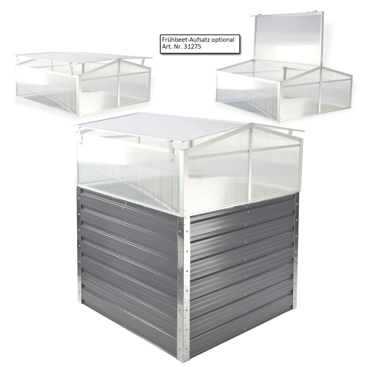 Metall Hochbeet Gartenbeet 99x99x80cm Frühbeet Gartenbeet Pflanzen