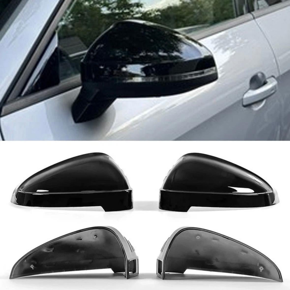 2x Schwarz Spiegelkappen für Audi A4 B9 8W S4 A5 F5 S5 2016-2024